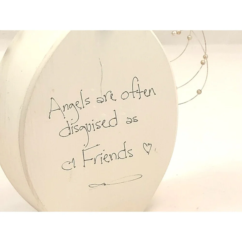 Wooden angel with copper wired hair ANGELS ARE OFTEN DISGUISED AS FRIENDS 8